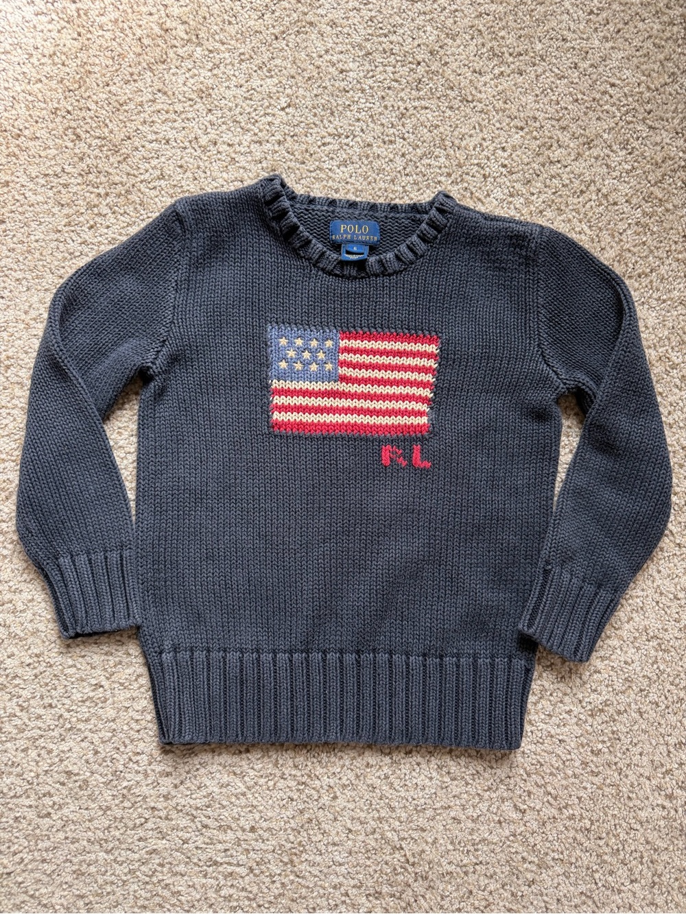 Ralph Lauren American Flag Sweater 6 Navy